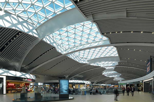 Baffle ceiling for Rome Airport extension | Hunter Douglas Blog